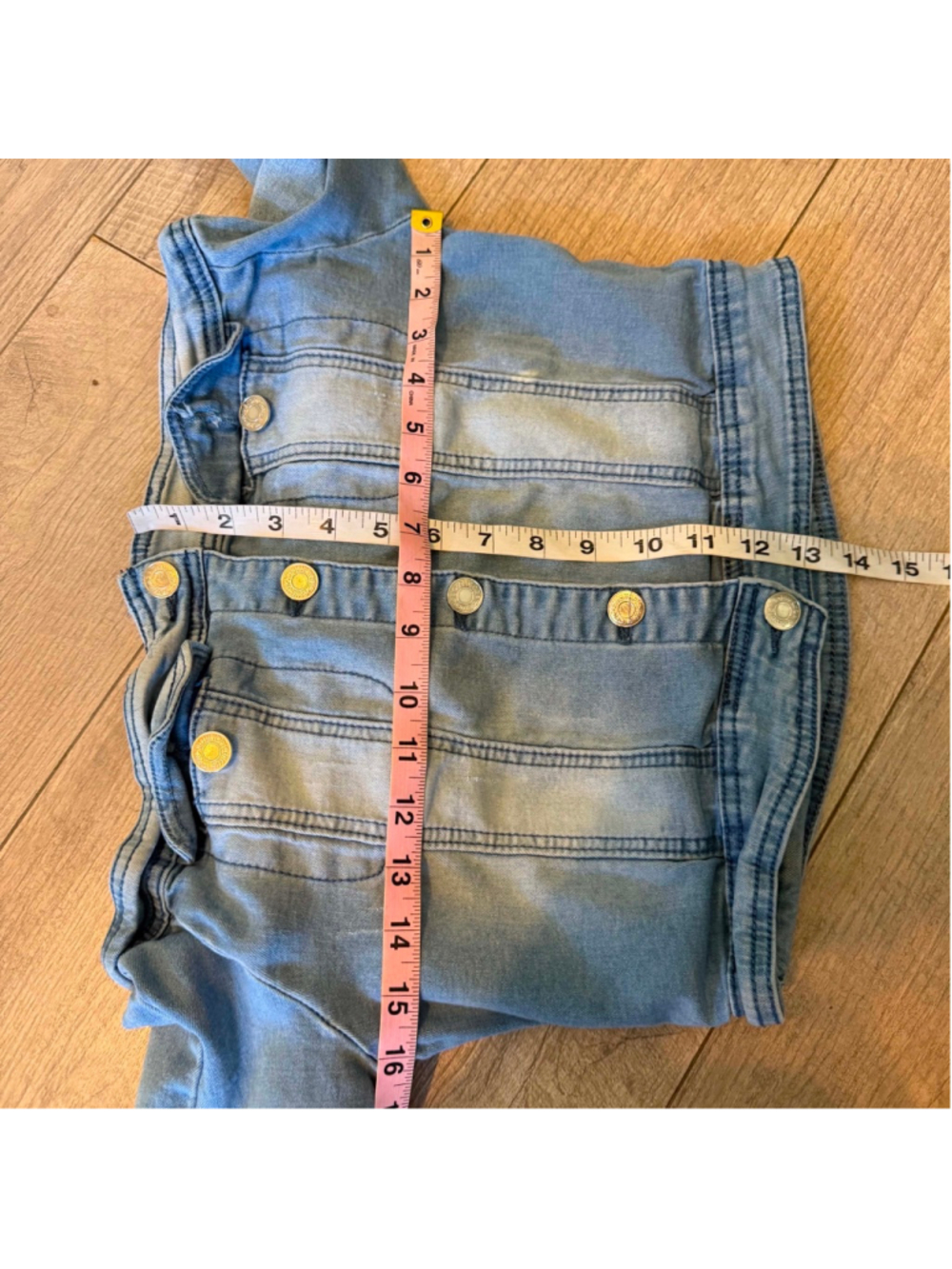 Juniors Blue Topic Light Blue Off Shoulder Cropped Jean Jacket M - Picture 8 of 9